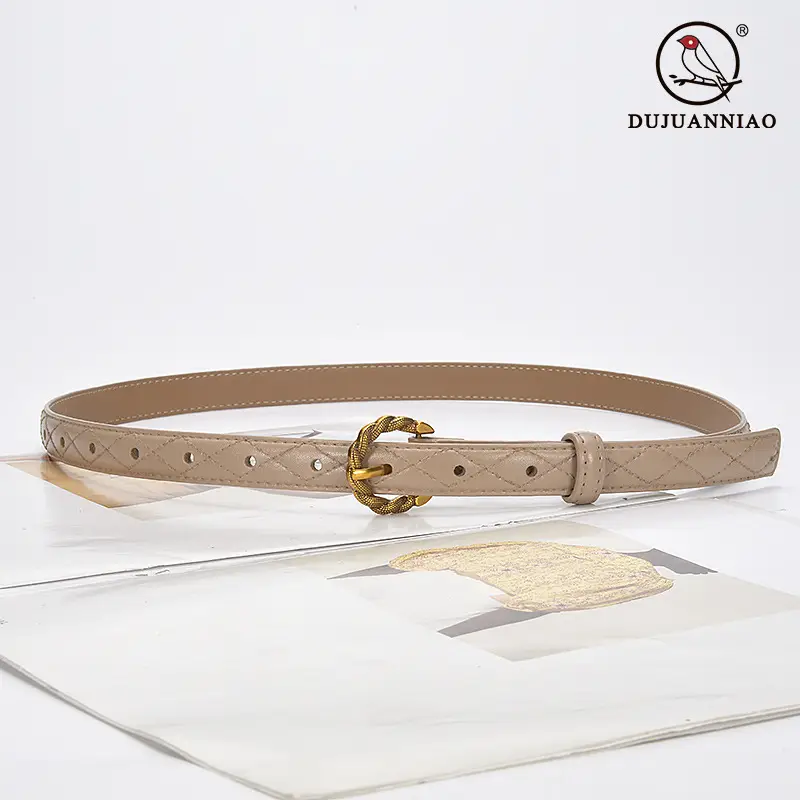 Women's Diamond Pin Buckle Belt Brown All Match - Image 13