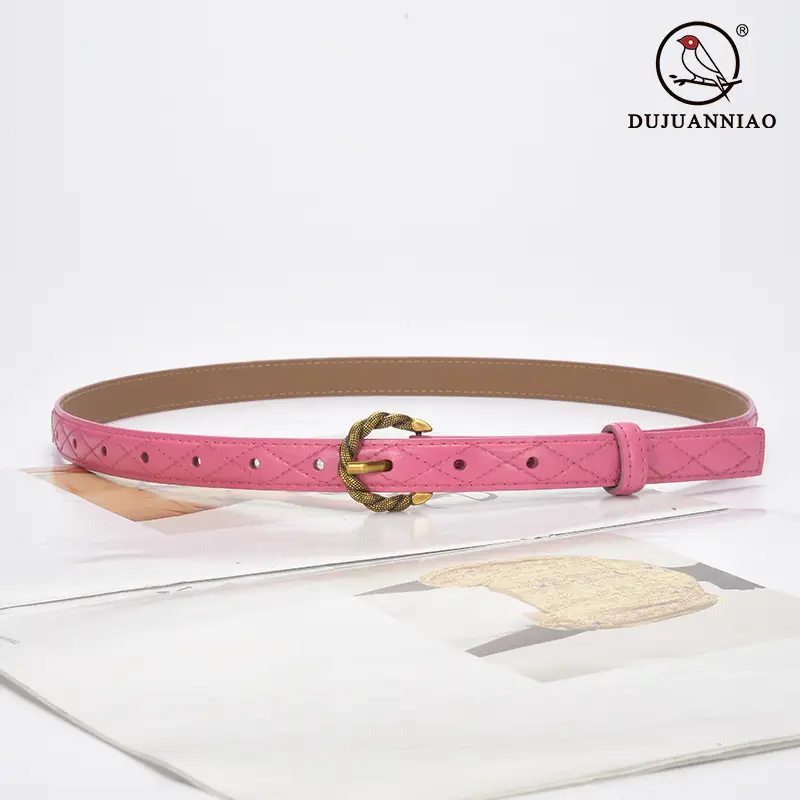 Women's Diamond Pin Buckle Belt Brown All Match - Image 14