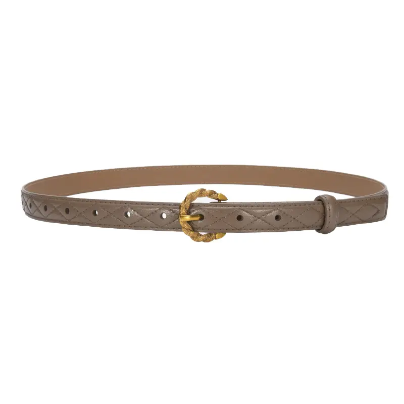 Women's Diamond Pin Buckle Belt Brown All Match - Image 15