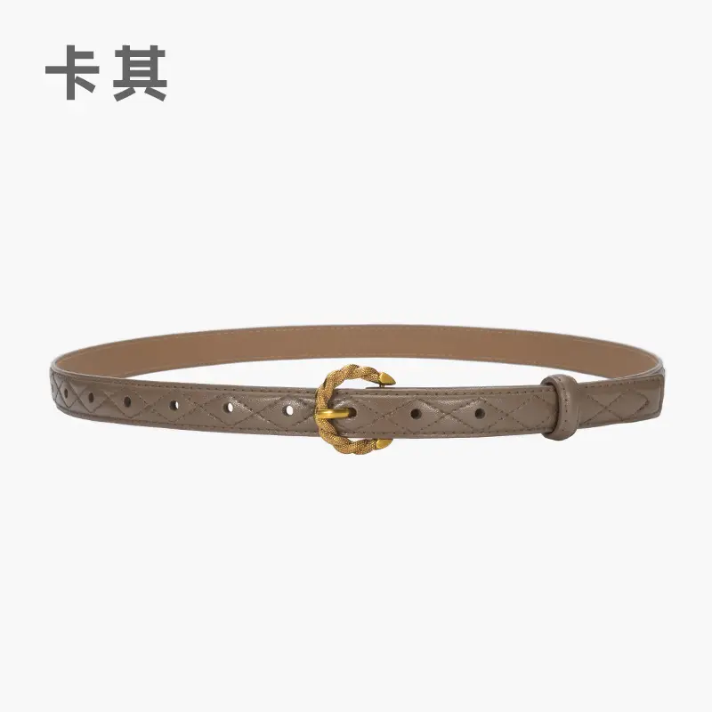 Women's Diamond Pin Buckle Belt Brown All Match - Image 4