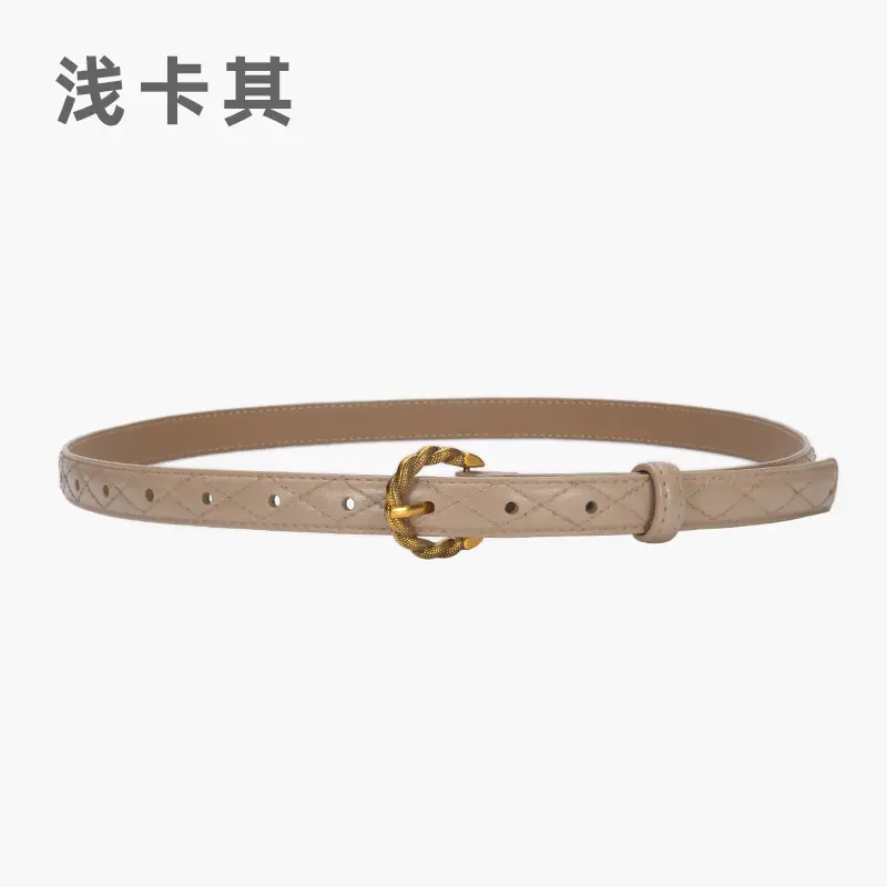 Women's Diamond Pin Buckle Belt Brown All Match - Image 6