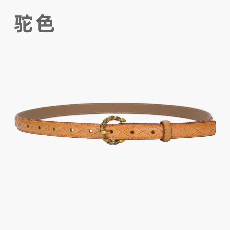 Women's Diamond Pin Buckle Belt Brown All Match - Image 8