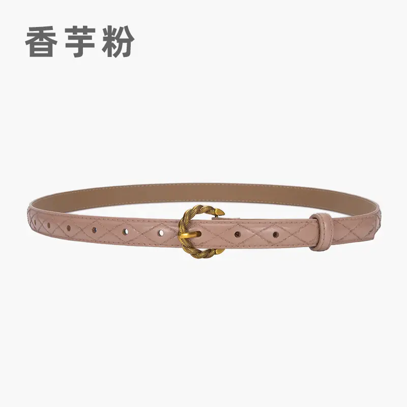 Women's Diamond Pin Buckle Belt Brown All Match - Image 9