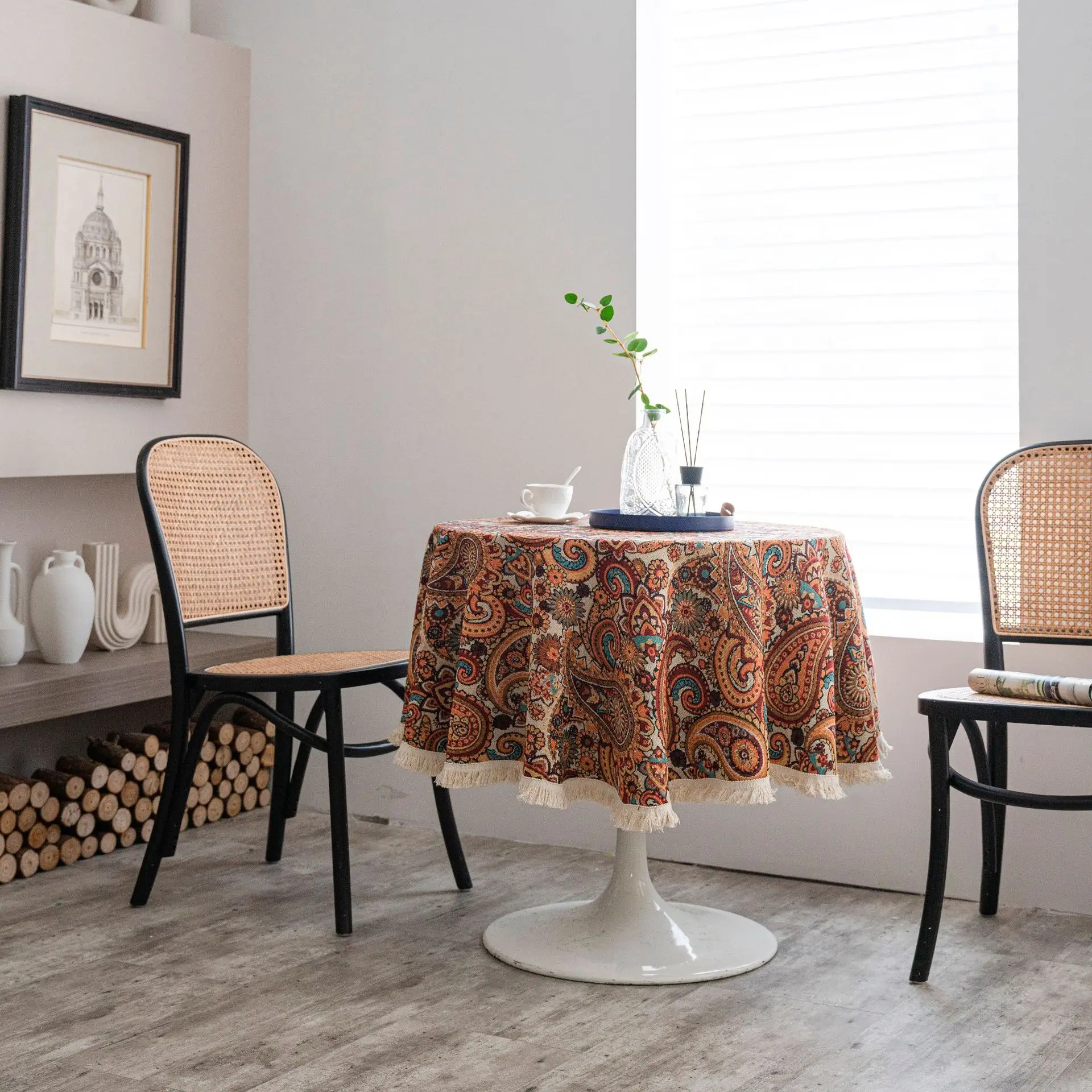 Imaki Rhyme Jacquard Tablecloth Round Patterned
