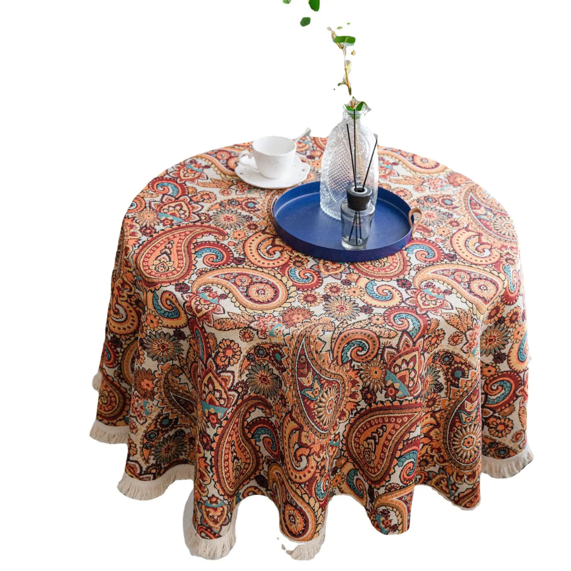 Imaki Rhyme Jacquard Tablecloth Round Patterned