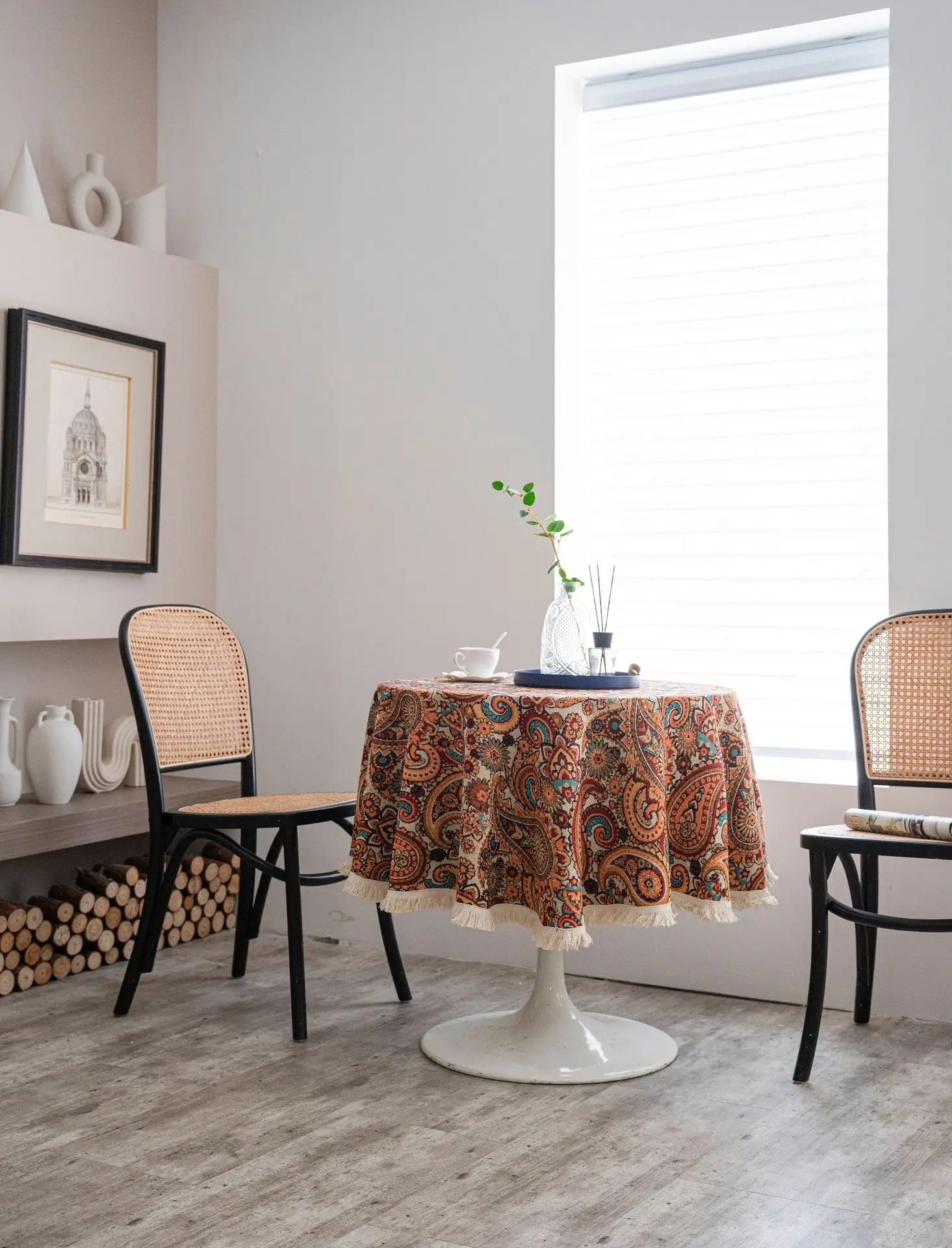 Imaki Rhyme Jacquard Tablecloth Round Patterned — feature 12