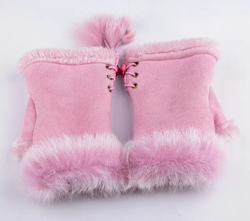 Frosted Leopard Fur Half Finger Gloves Winter Warm - Image 10