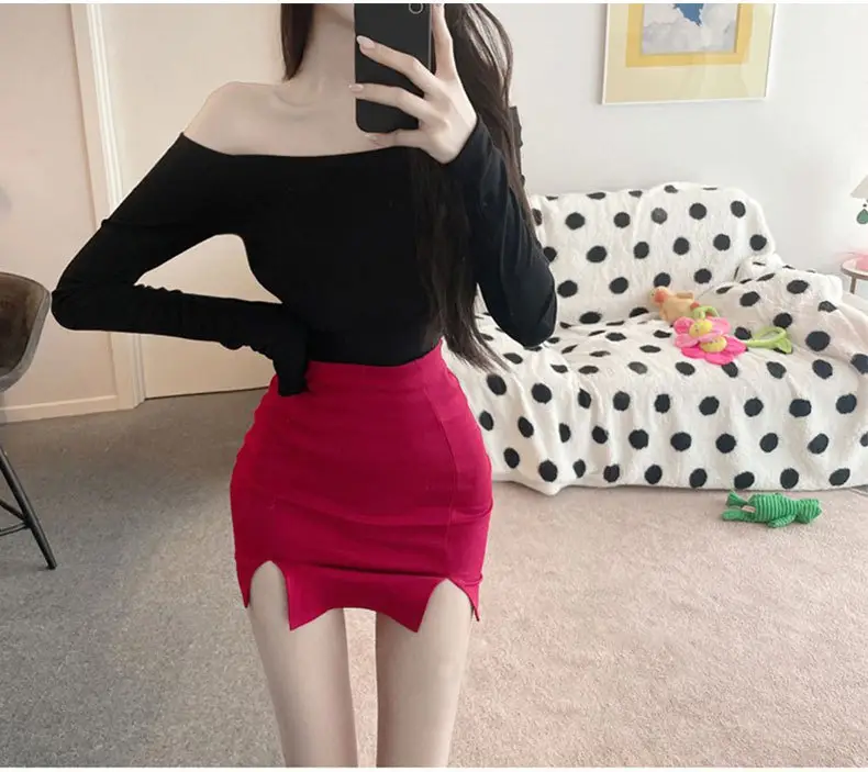 Long Sleeve Off Shoulder Solid Color T-Shirt for Women — feature 9