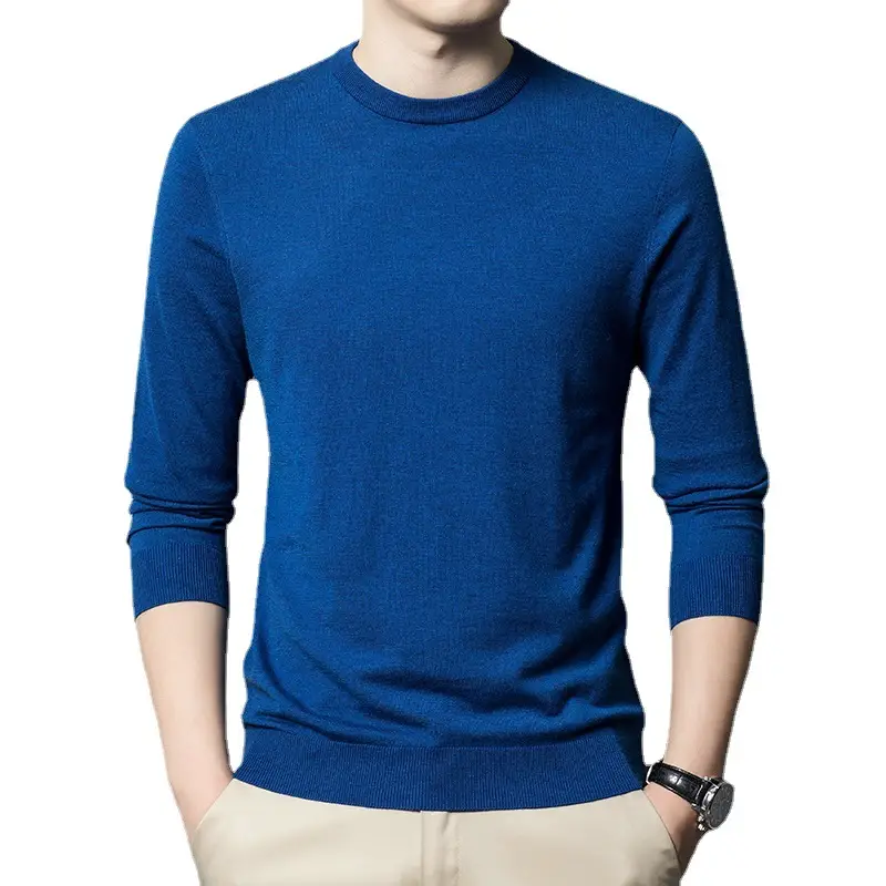Men's Maroon Wool Knit Crewneck Pullover Autumn Winter