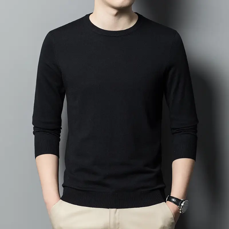 Men's Maroon Wool Knit Crewneck Pullover Autumn Winter