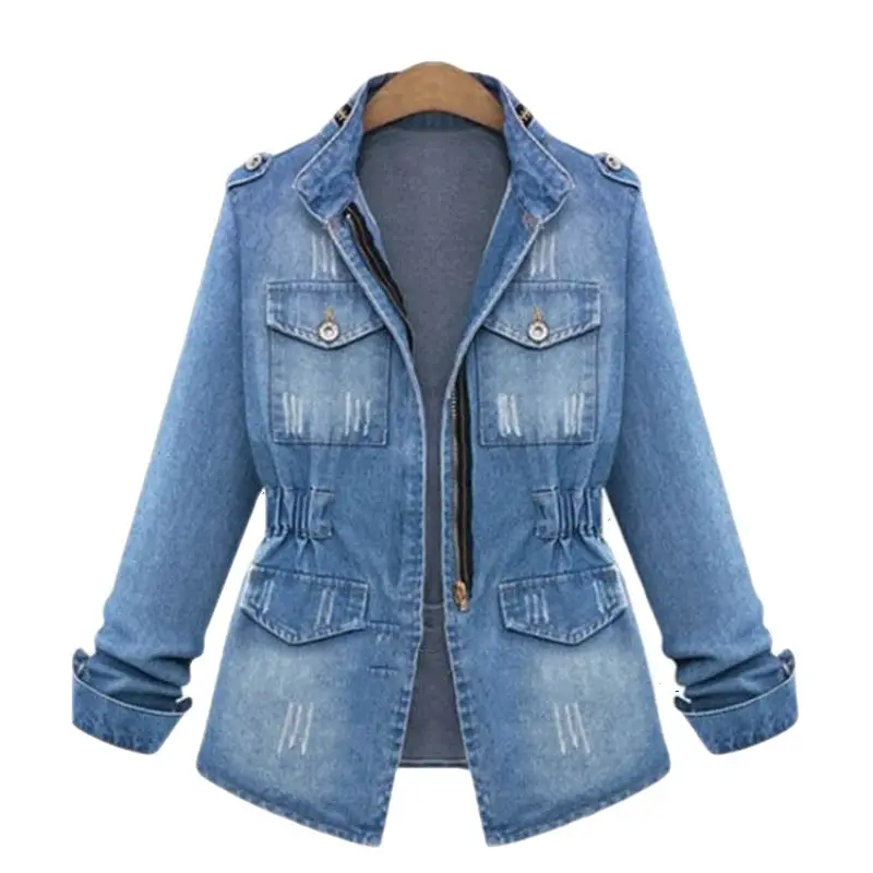 Women Denim Jacket Blue Long Sleeve Winter Style - Image 5