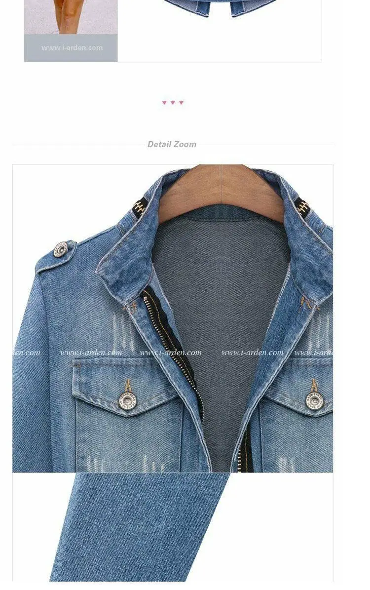 Women Denim Jacket Blue Long Sleeve Winter Style — feature 28