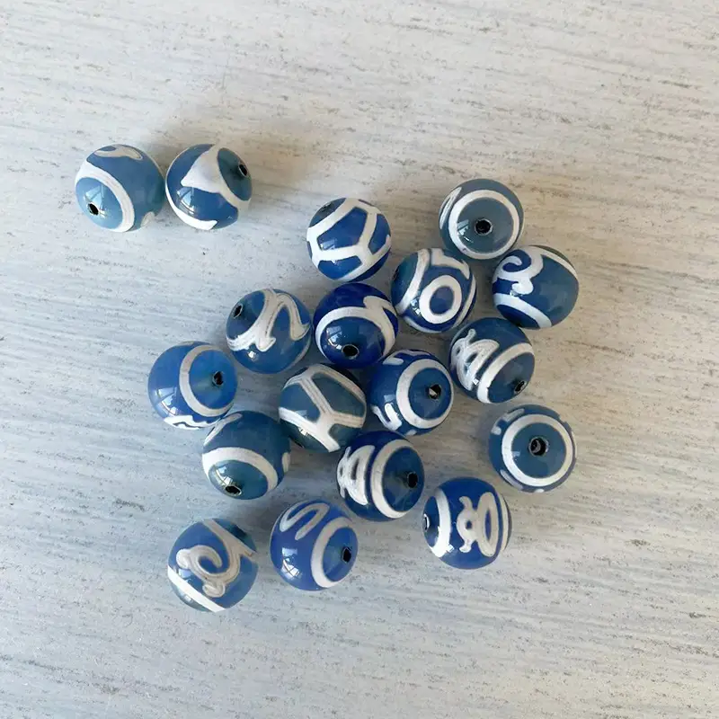 Blue Natural Agate Loose Beads 10mm High Gloss - Image 4