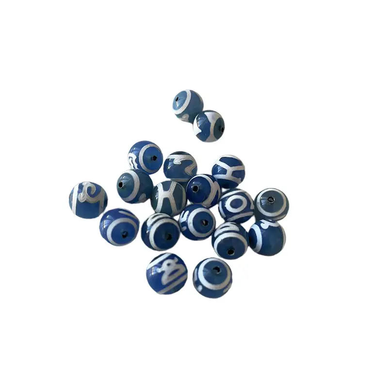 Blue Natural Agate Loose Beads 10mm High Gloss - Image 5
