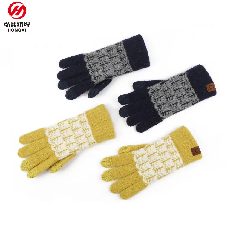 Japanese Wool Knitted Gloves Grey Winter Warm