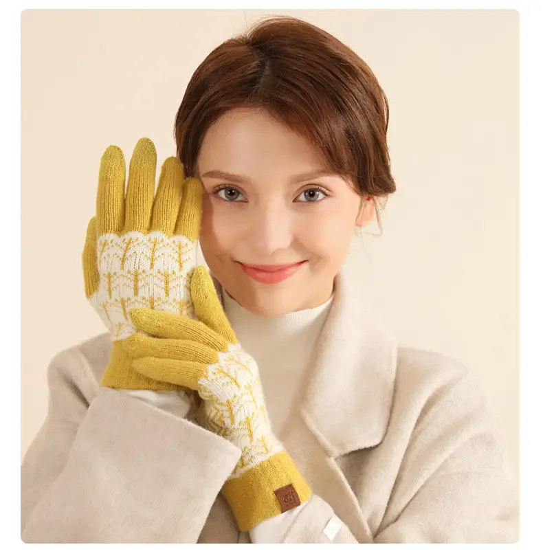 Japanese Wool Knitted Gloves Grey Winter Warm — feature 21