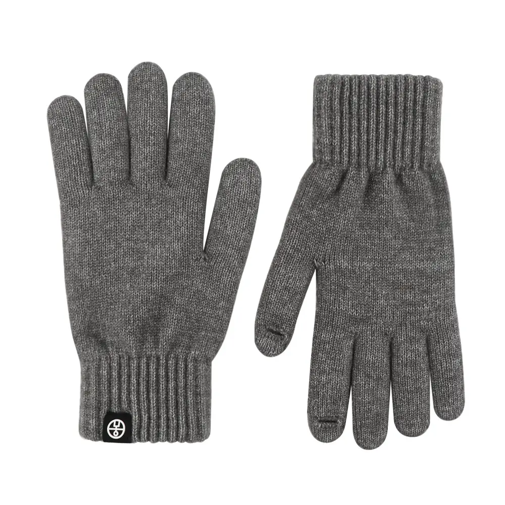 Japanese Wool Knitted Gloves Grey Winter Warm
