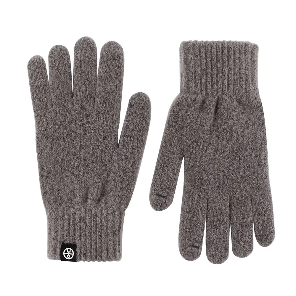 Japanese Wool Knitted Gloves Grey Winter Warm