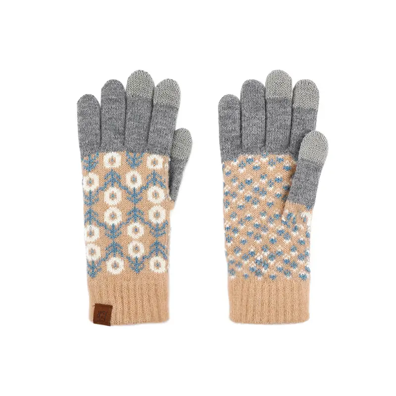 Japanese Wool Knitted Gloves Grey Winter Warm