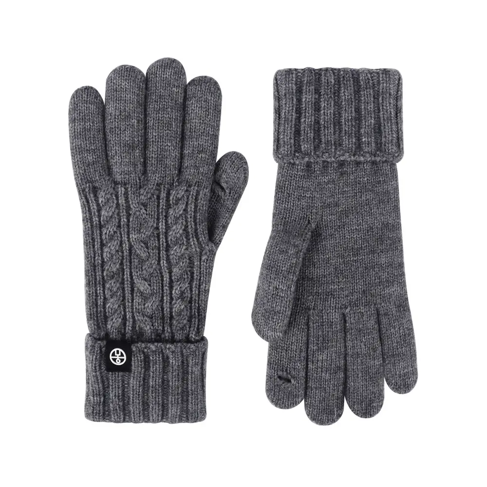 Japanese Wool Knitted Gloves Grey Winter Warm