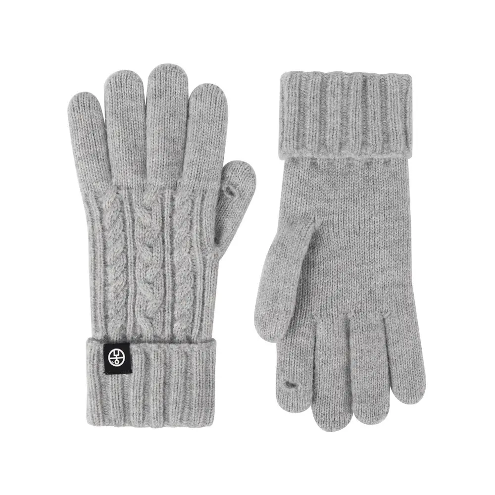 Japanese Wool Knitted Gloves Grey Winter Warm
