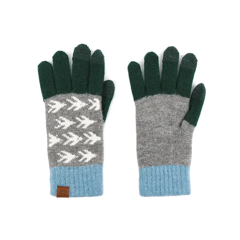 Japanese Wool Knitted Gloves Grey Winter Warm