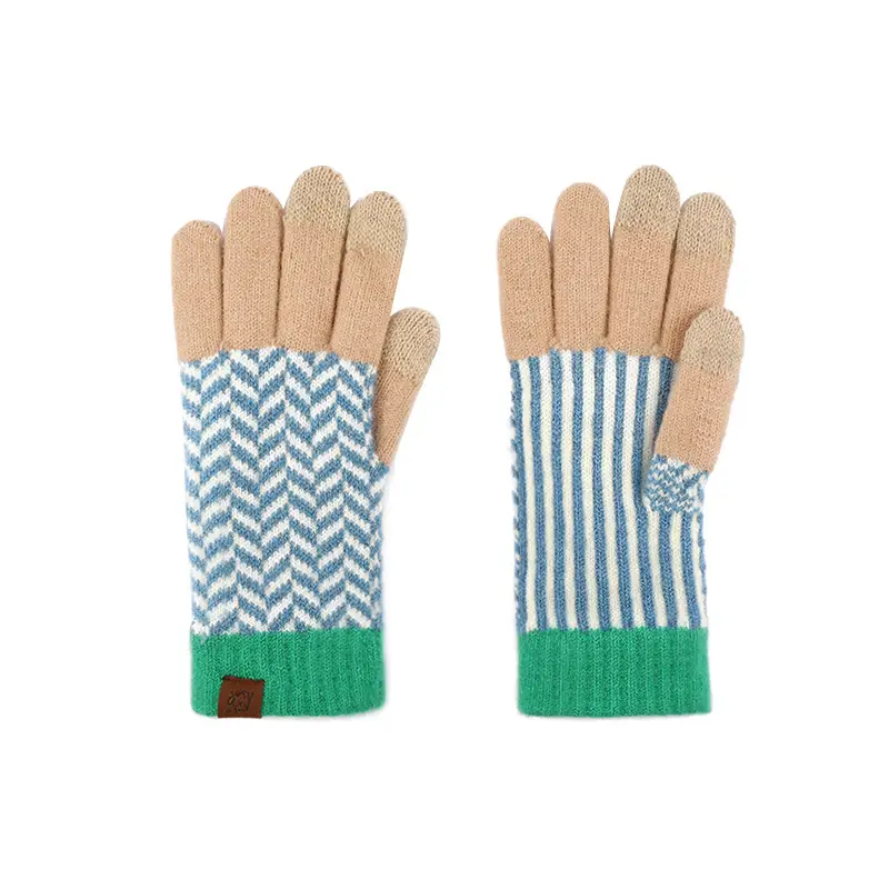 Japanese Wool Knitted Gloves Grey Winter Warm