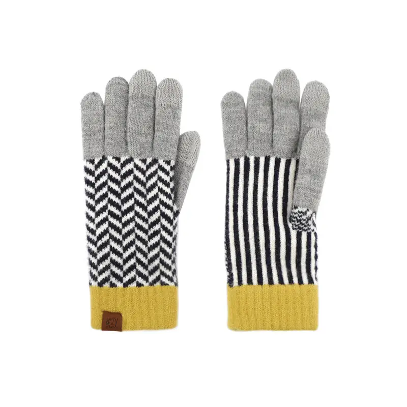 Japanese Wool Knitted Gloves Grey Winter Warm