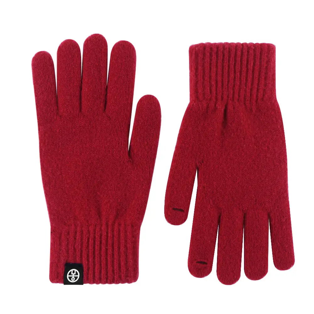 Japanese Wool Knitted Gloves Grey Winter Warm