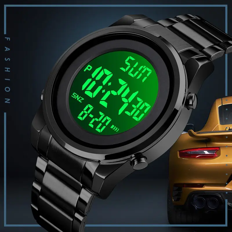 Skmei Digital Watch for Men Silver Stainless Steel