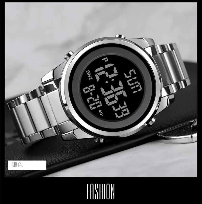 Skmei Digital Watch for Men Silver Stainless Steel — feature 18