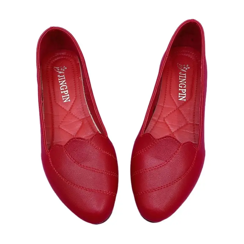Soft Leather Single-layer Shoes Women's 2025 Summer New Women's Shoes Soft Sole Pointed Flat Shoes for Mother Middle-aged and Elderly Women's Leather Shoes - Image 8