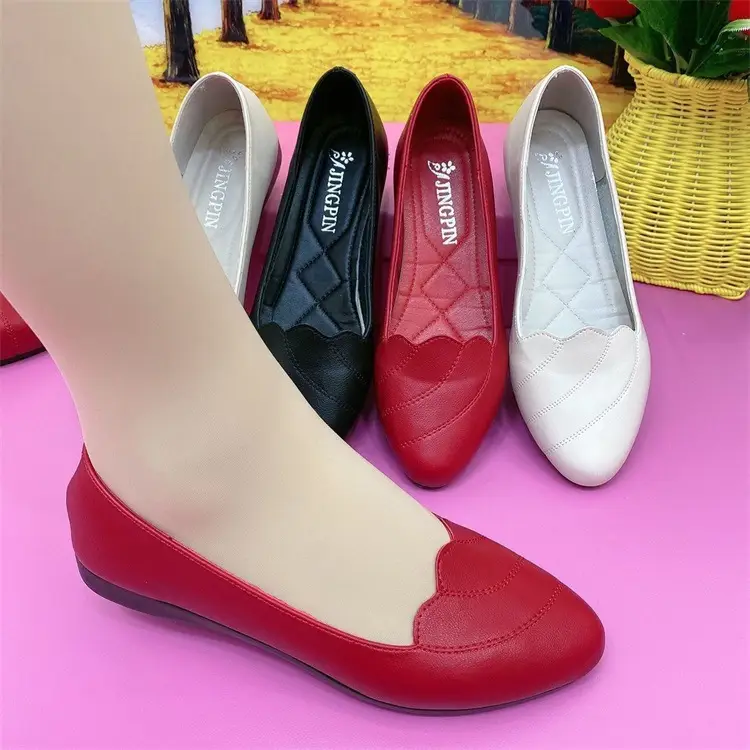 Soft Leather Single-layer Shoes Women's 2025 Summer New Women's Shoes Soft Sole Pointed Flat Shoes for Mother Middle-aged and Elderly Women's Leather Shoes — feature 1