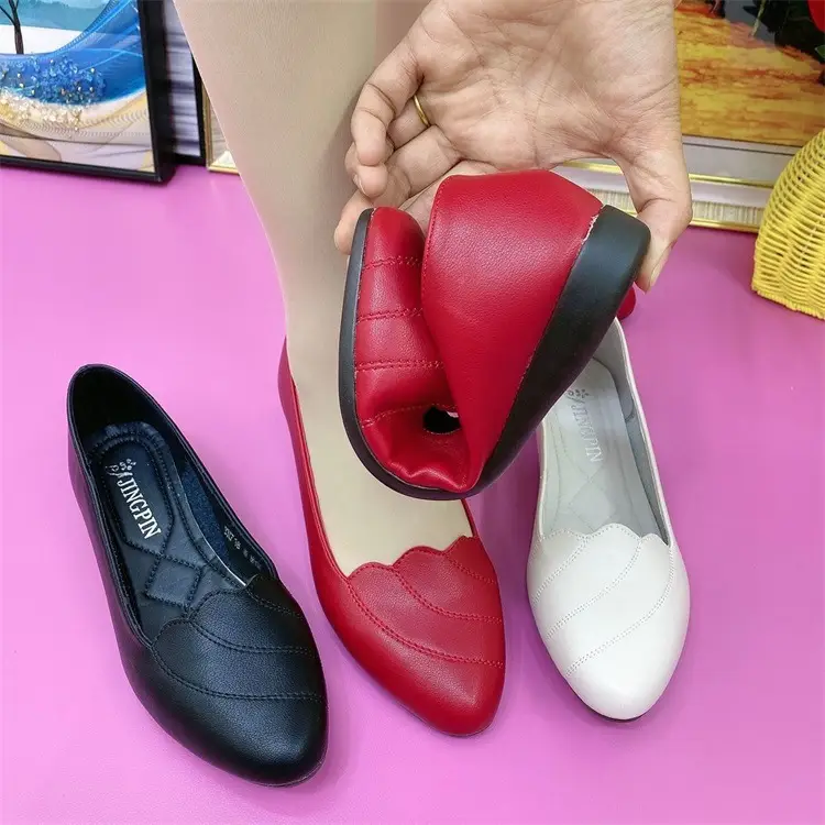 Soft Leather Single-layer Shoes Women's 2025 Summer New Women's Shoes Soft Sole Pointed Flat Shoes for Mother Middle-aged and Elderly Women's Leather Shoes — feature 6