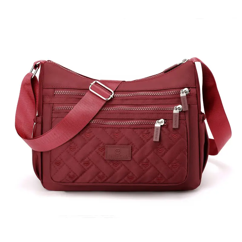 New Women's Embroidered Crossbody Bag Pink Large Capacity