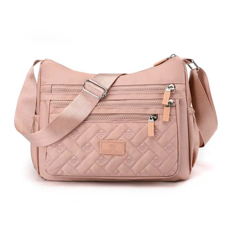 New Women's Embroidered Crossbody Bag Pink Large Capacity