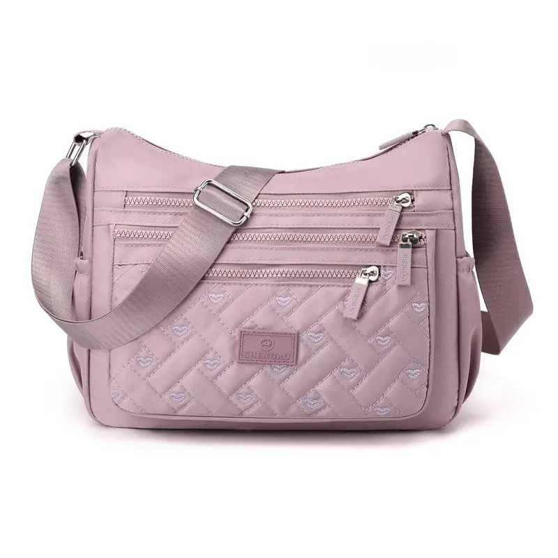 New Women's Embroidered Crossbody Bag Pink Large Capacity