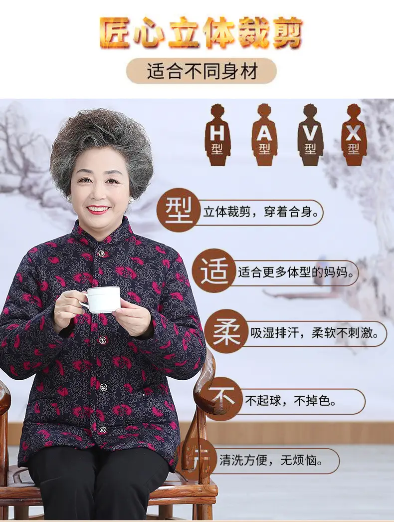 Grandma's Velvet Coat for Middle-aged Women Winter — feature 4