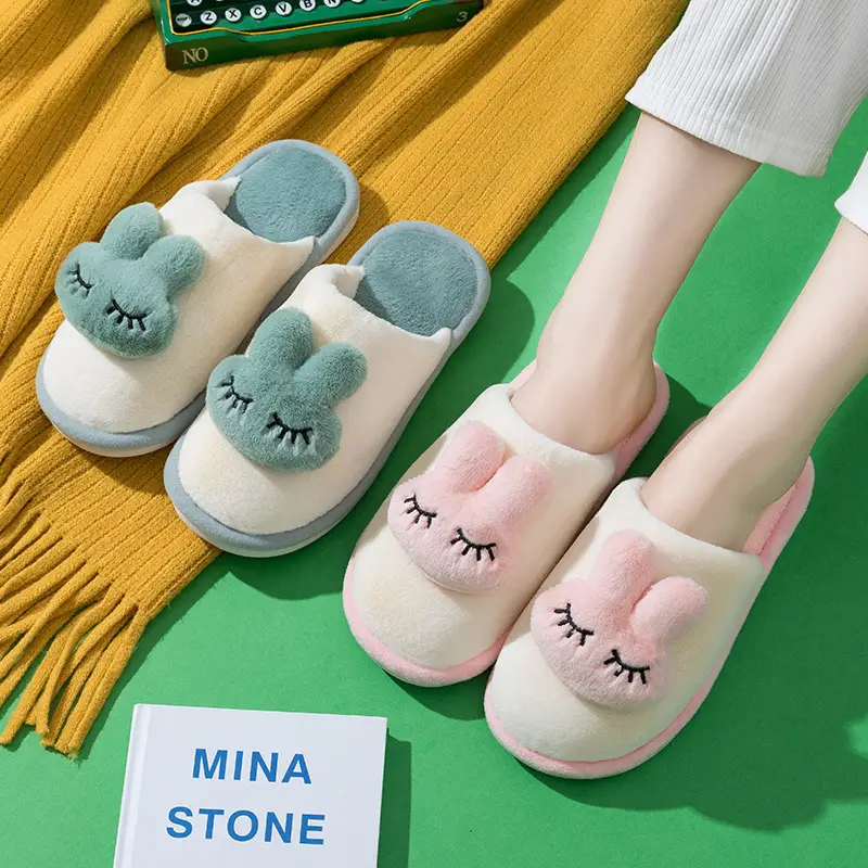 Cotton slippers autumn and winter plush warm indoor men and women couple fluffy slippers cute non-slip mute cotton slippers wholesale
