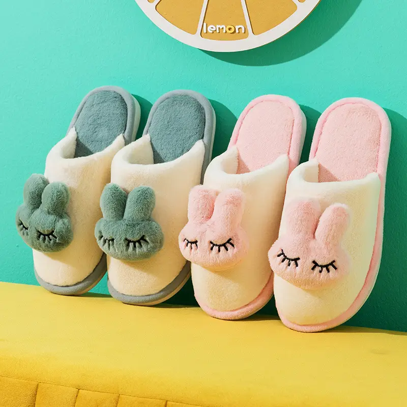 Cotton slippers autumn and winter plush warm indoor men and women couple fluffy slippers cute non-slip mute cotton slippers wholesale