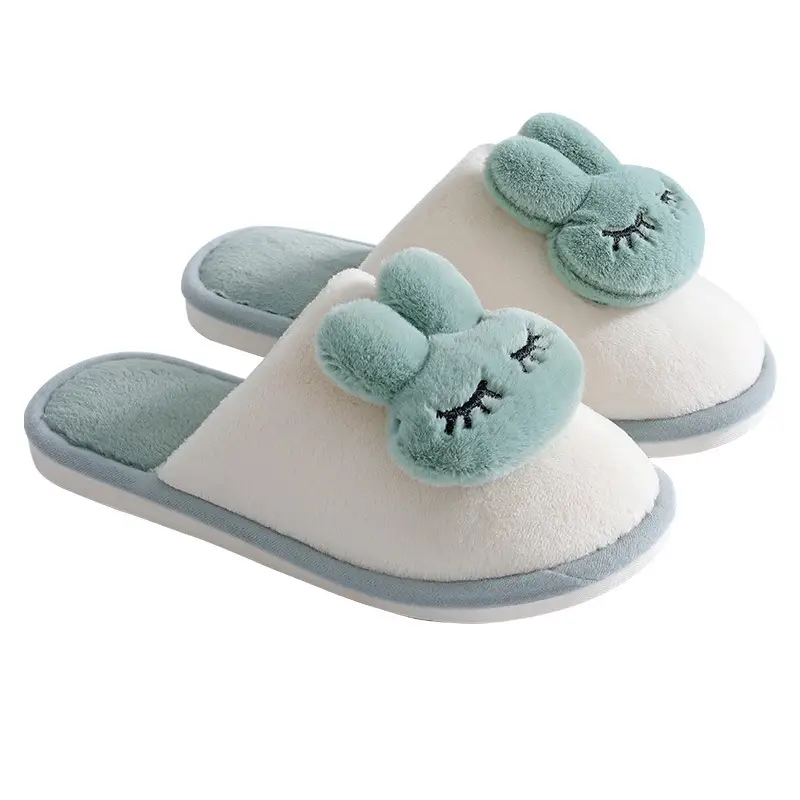 Cotton slippers autumn and winter plush warm indoor men and women couple fluffy slippers cute non-slip mute cotton slippers wholesale