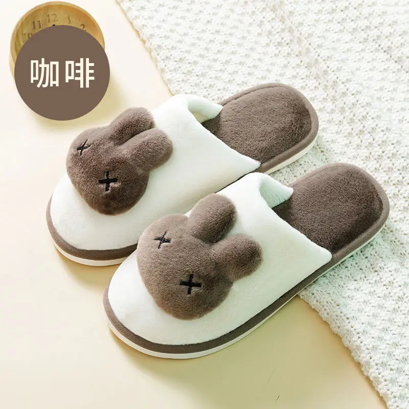 Cotton slippers autumn and winter plush warm indoor men and women couple fluffy slippers cute non-slip mute cotton slippers wholesale