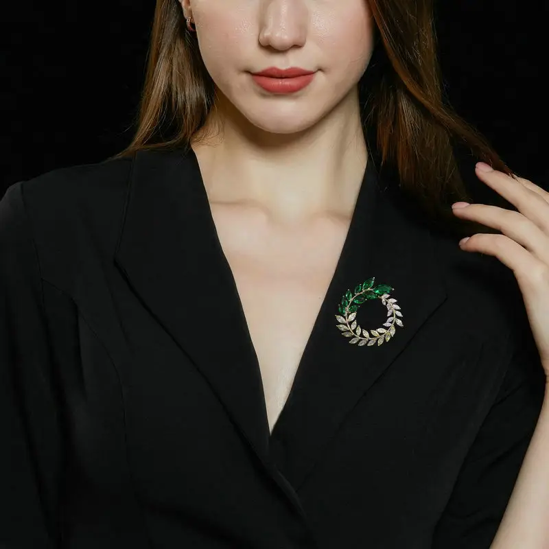 Zircon Leaf Pin Buckle for Women Autumn Winter - Image 6