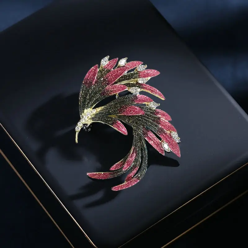 Elegant Gradient Feather Brooch National Retro Style - Image 4
