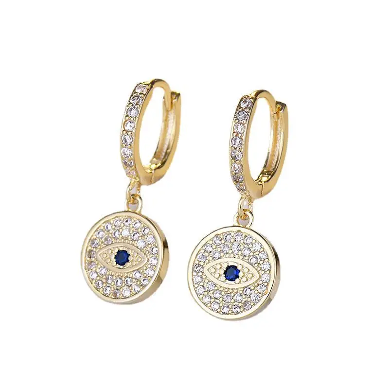 Golden Devil's Eye Earrings with Micro-inlaid Zircon - Image 6