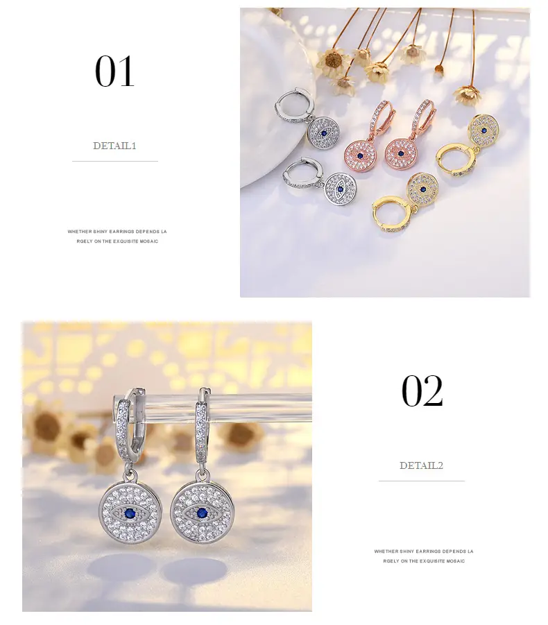 Golden Devil's Eye Earrings with Micro-inlaid Zircon — feature 38