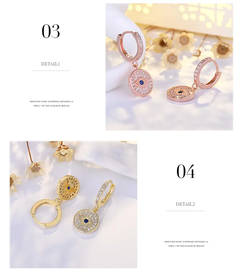 Golden Devil's Eye Earrings with Micro-inlaid Zircon — feature 39
