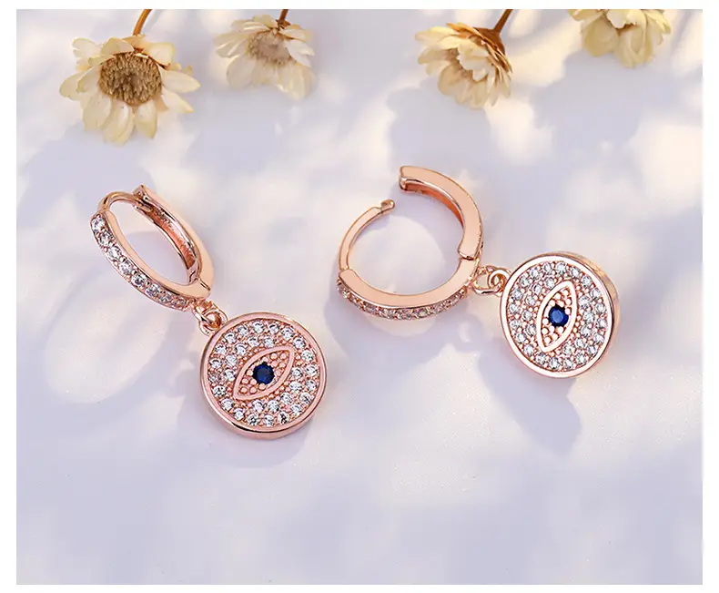 Golden Devil's Eye Earrings with Micro-inlaid Zircon — feature 41