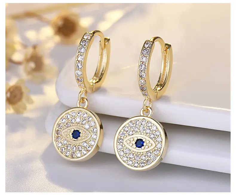 Golden Devil's Eye Earrings with Micro-inlaid Zircon — feature 44