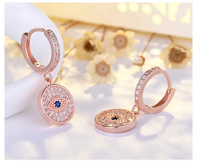 Golden Devil's Eye Earrings with Micro-inlaid Zircon — feature 45